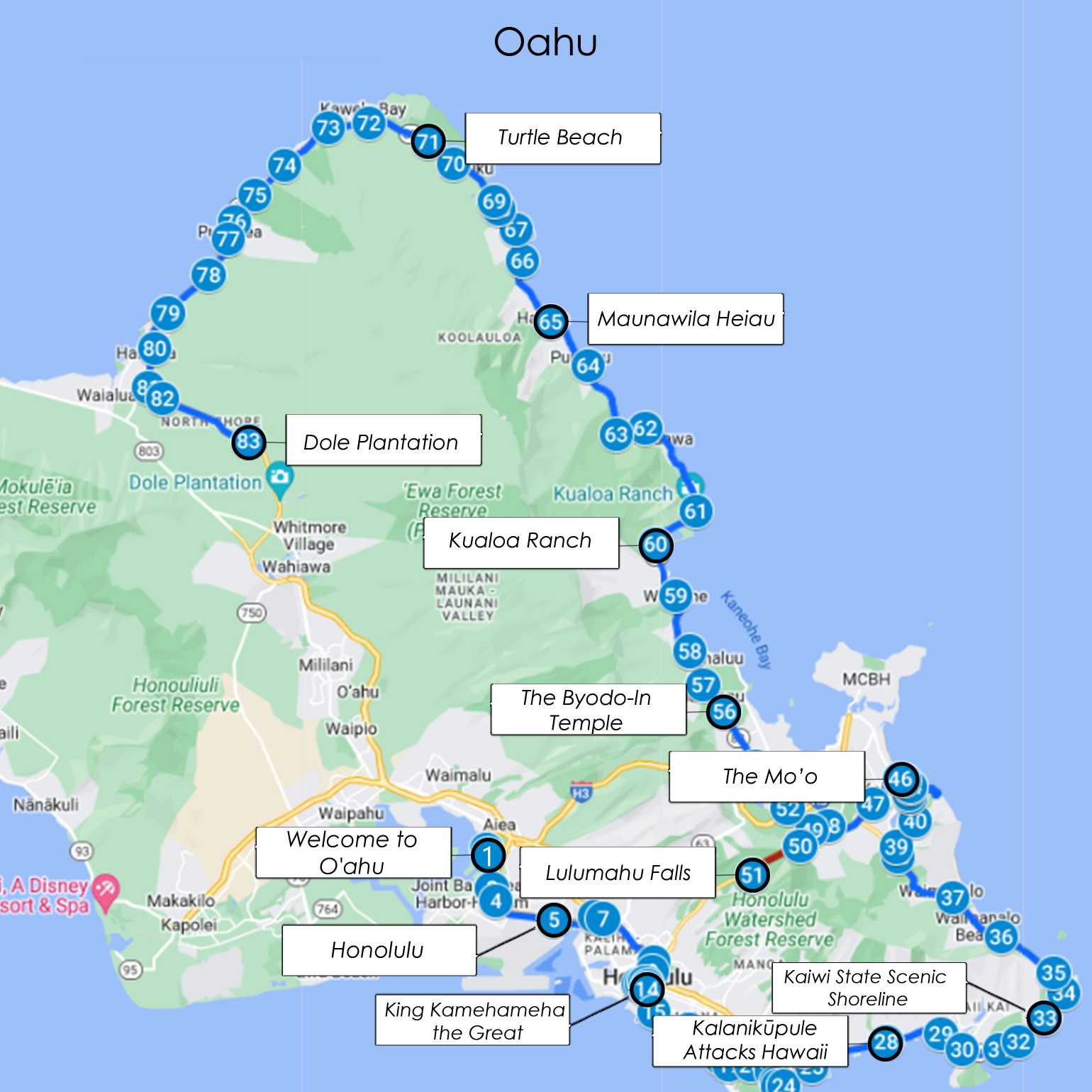 Oahu Grand Circle Island Self-Guided Driving Audio Tour