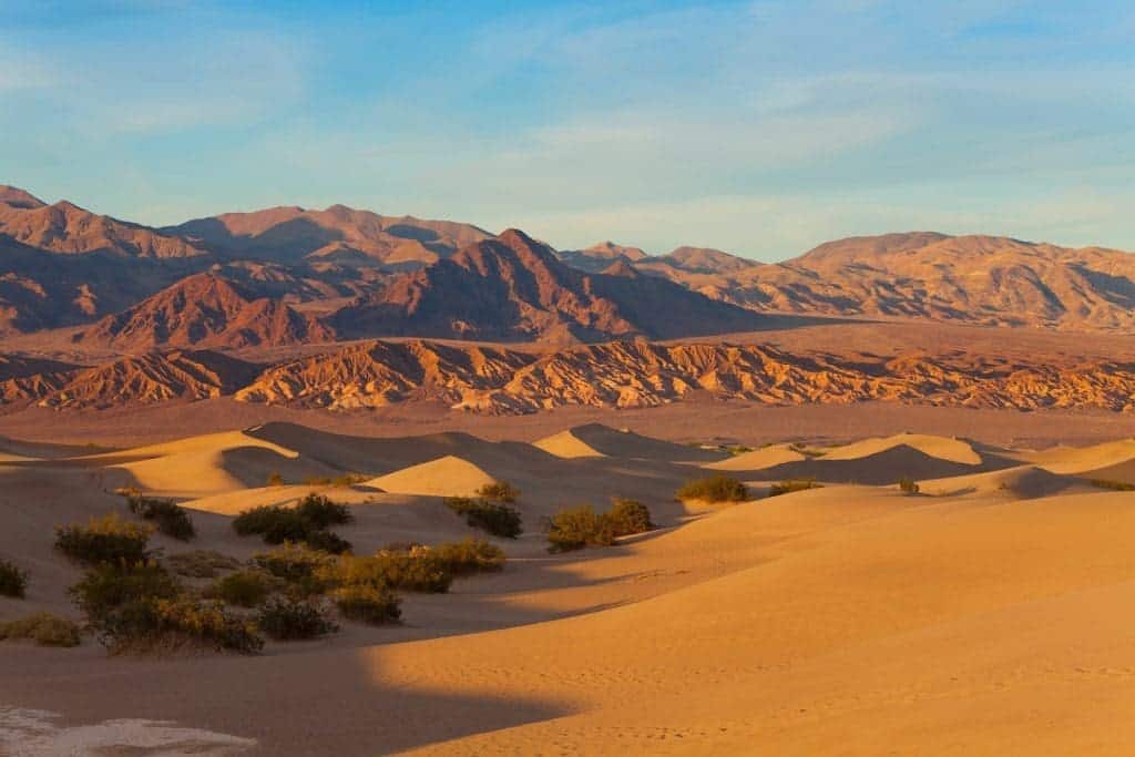 Landscape of sand dunes in Death Valley California