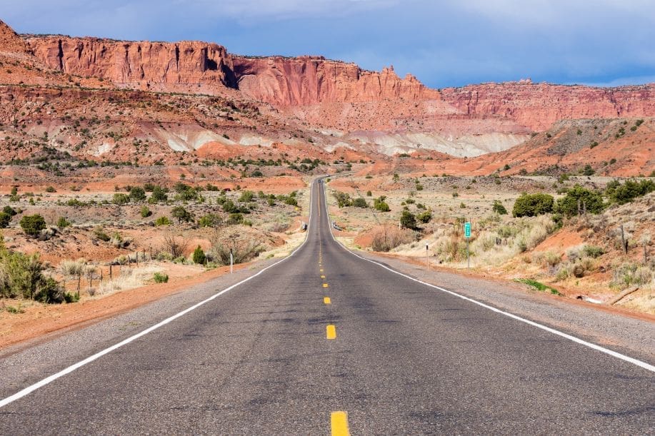 Scenic state route 24 running through Capitol Reef.